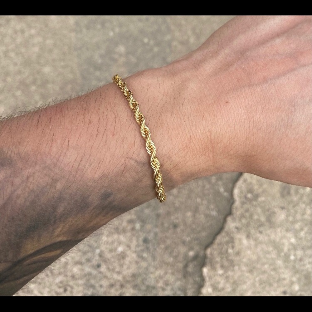 Gold Bracelet Rope Chain 8in 4mm